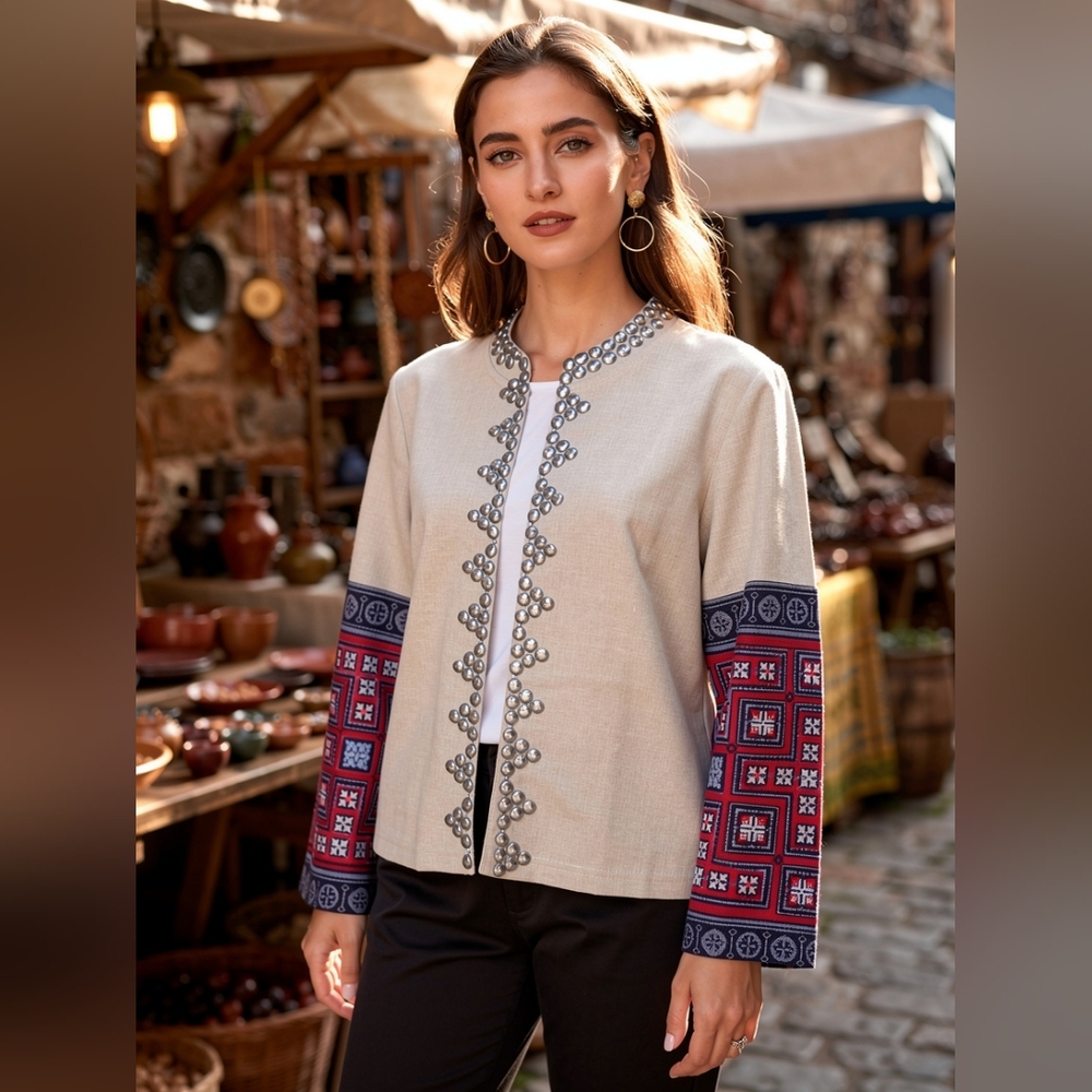 Hill Tribe Hemp Top, Thai Ethnic Embroidered Blouse